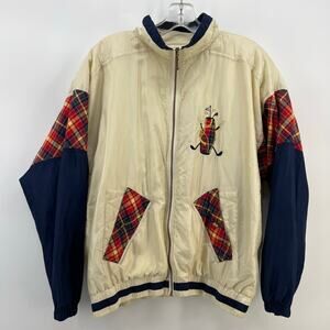 Vintage Mureli Retro Windbreaker Jacket Silk Nylon Embroidered Golf Plaid